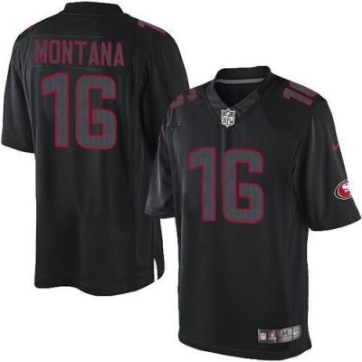 Nike 49ers #16 Joe Montana Black Stitched NFL Impact Limited Jersey