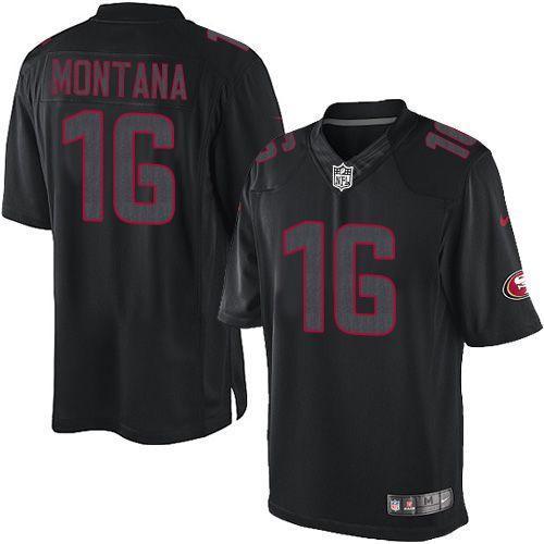 Nike 49ers #16 Joe Montana Black Stitched NFL Impact Limited Jersey