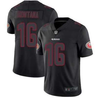 Nike 49ers #16 Joe Montana Black Stitched NFL Limited Rush Impact Jersey