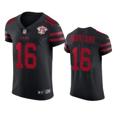 Nike 49ers #16 Joe Montana Black Alternate 75th Anniversary Stitched NFL Vapor Untouchable Elite Jersey
