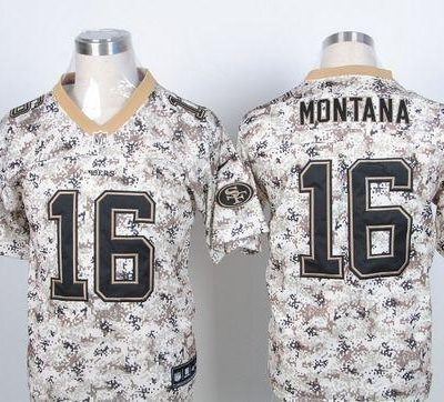Nike 49ers #16 Joe Montana Camo USMC Stitched NFL Elite Jersey