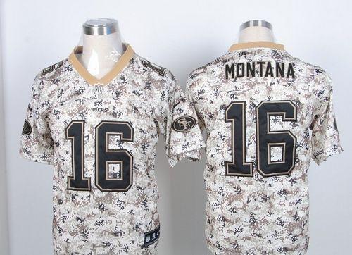 Nike 49ers #16 Joe Montana Camo USMC Stitched NFL Elite Jersey