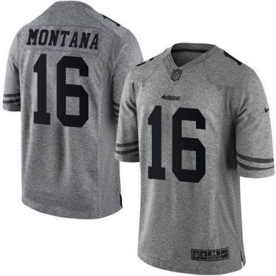 Nike 49ers #16 Joe Montana Gray Stitched NFL Limited Gridiron Gray Jersey