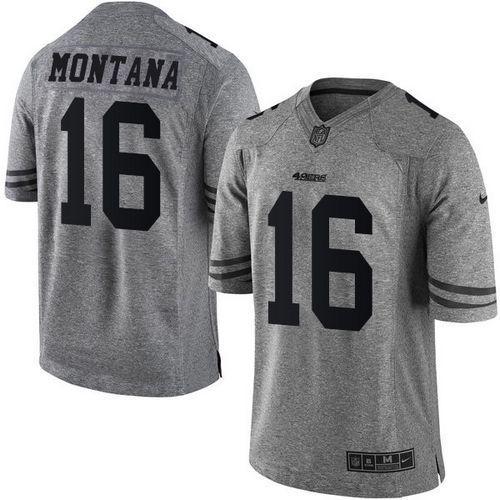 Nike 49ers #16 Joe Montana Gray Stitched NFL Limited Gridiron Gray Jersey