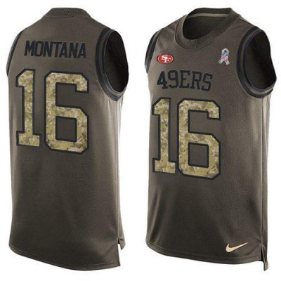Nike 49ers #16 Joe Montana Green Stitched NFL Limited Salute To Service Tank Top Jersey