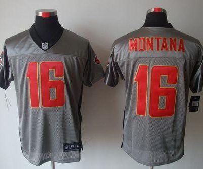 Nike 49ers #16 Joe Montana Grey Shadow Stitched NFL Elite Jersey