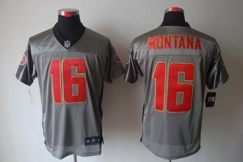 Nike 49ers #16 Joe Montana Grey Shadow Stitched NFL Elite Jersey