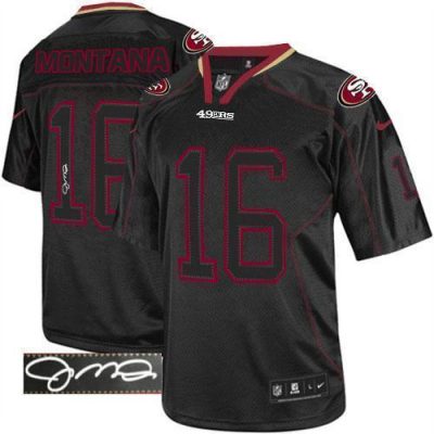 Nike 49ers #16 Joe Montana Lights Out Black Stitched NFL Elite Autographed Jersey