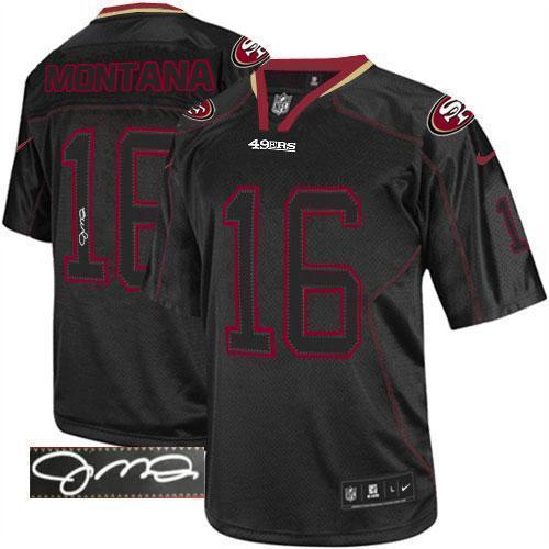 Nike 49ers #16 Joe Montana Lights Out Black Stitched NFL Elite Autographed Jersey