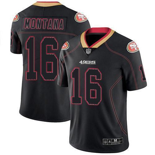Nike 49ers #16 Joe Montana Lights Out Black Stitched NFL Limited Rush Jersey