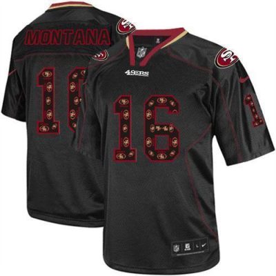 Nike 49ers #16 Joe Montana New Lights Out Black Stitched NFL Elite Jersey