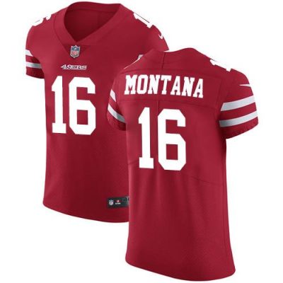 Nike 49ers #16 Joe Montana Red Team Color Stitched NFL Vapor Untouchable Elite Jersey