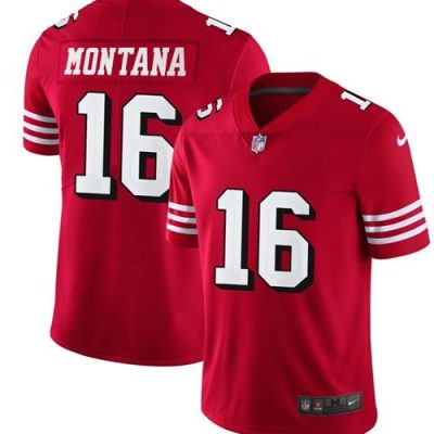 Nike 49ers #16 Joe Montana Red Team Color Stitched NFL Vapor Untouchable Limited II Jersey