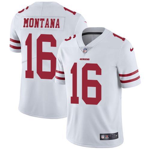 Nike 49ers #16 Joe Montana White Stitched NFL Vapor Untouchable Limited Jersey