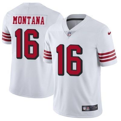 Nike 49ers #16 Joe Montana White Rush Stitched NFL Vapor Untouchable Limited Jersey