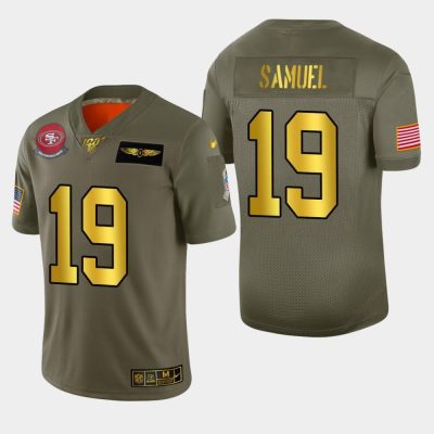 Nike 49ers #19 Deebo Samuel Olive Gold 2019 Salute To Service NFL 100 Limited Jersey