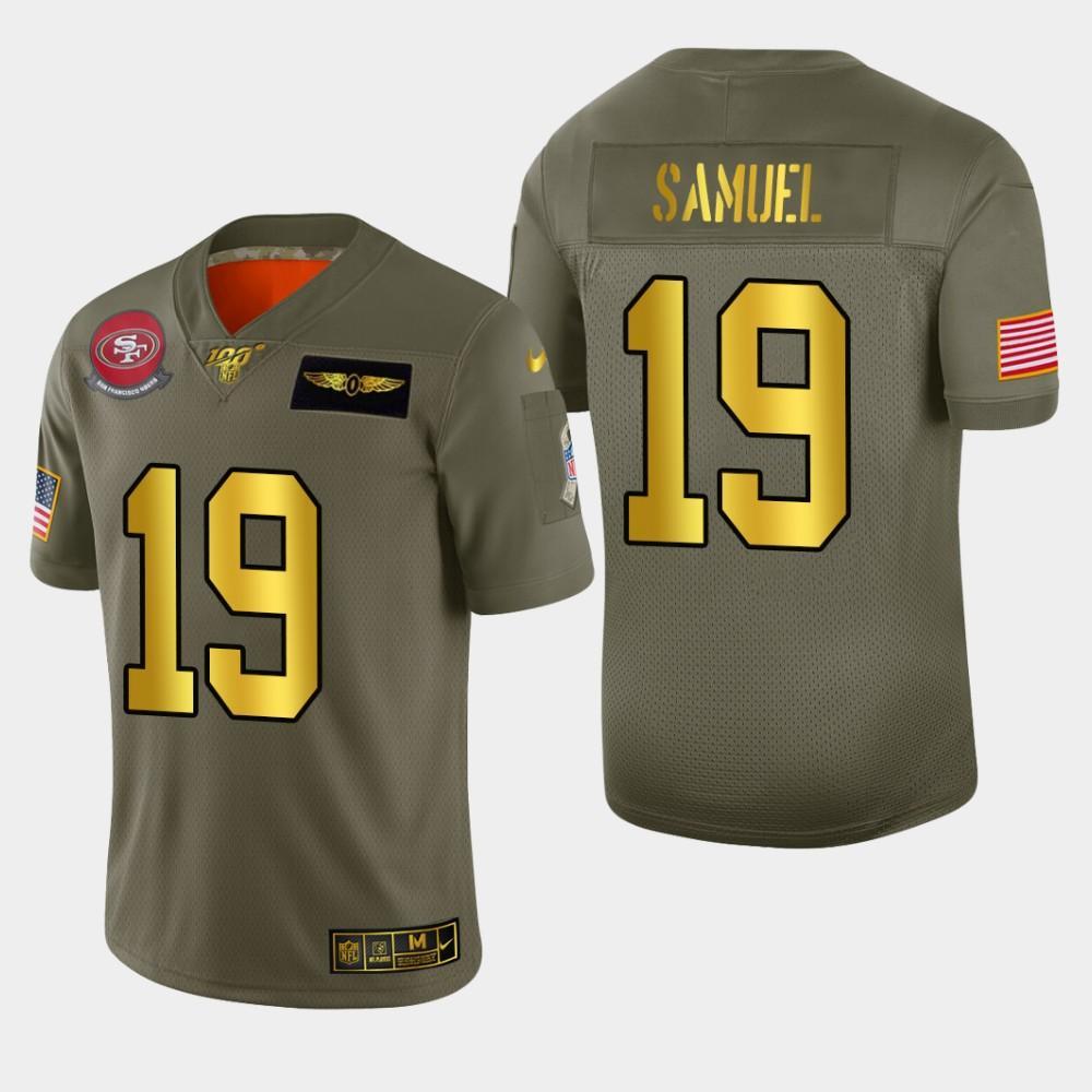 Nike 49ers #19 Deebo Samuel Olive Gold 2019 Salute To Service NFL 100 Limited Jersey