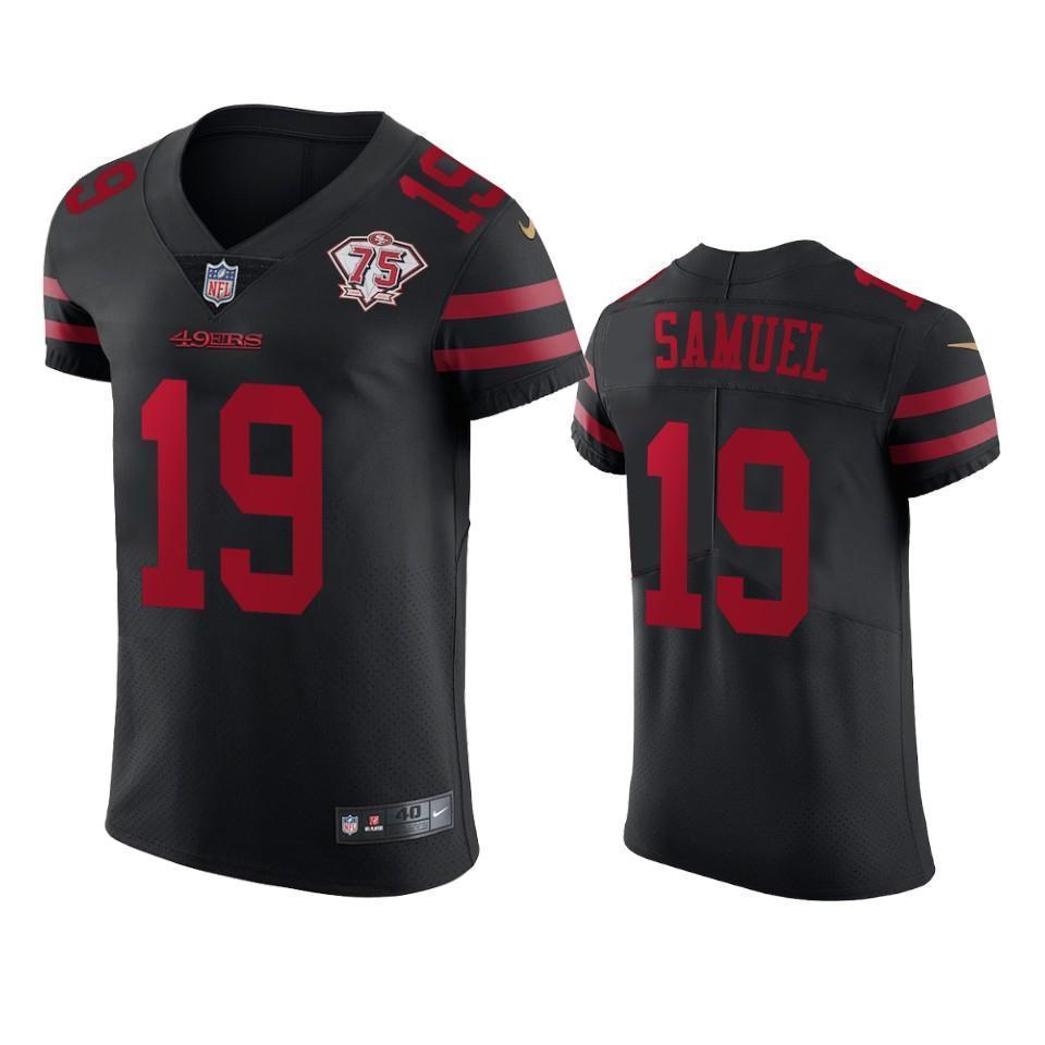 Nike 49ers #19 Deebo Samuel Black Alternate 75th Anniversary Stitched NFL Vapor Untouchable Elite Jersey