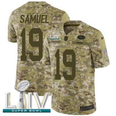 Nike 49ers #19 Deebo Samuel Camo Super Bowl LIV 2020 Stitched NFL Limited 2018 Salute To Service Jersey