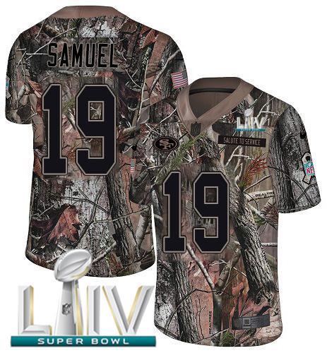 Nike 49ers #19 Deebo Samuel Camo Super Bowl LIV 2020 Stitched NFL Limited Rush Realtree Jersey