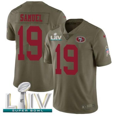 Nike 49ers #19 Deebo Samuel Olive Super Bowl LIV 2020 Stitched NFL Limited 2017 Salute To Service Jersey