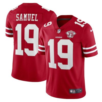 Nike 49ers #19 Deebo Samuel Red 75th Anniversary Stitched NFL Vapor Untouchable Limited Jersey