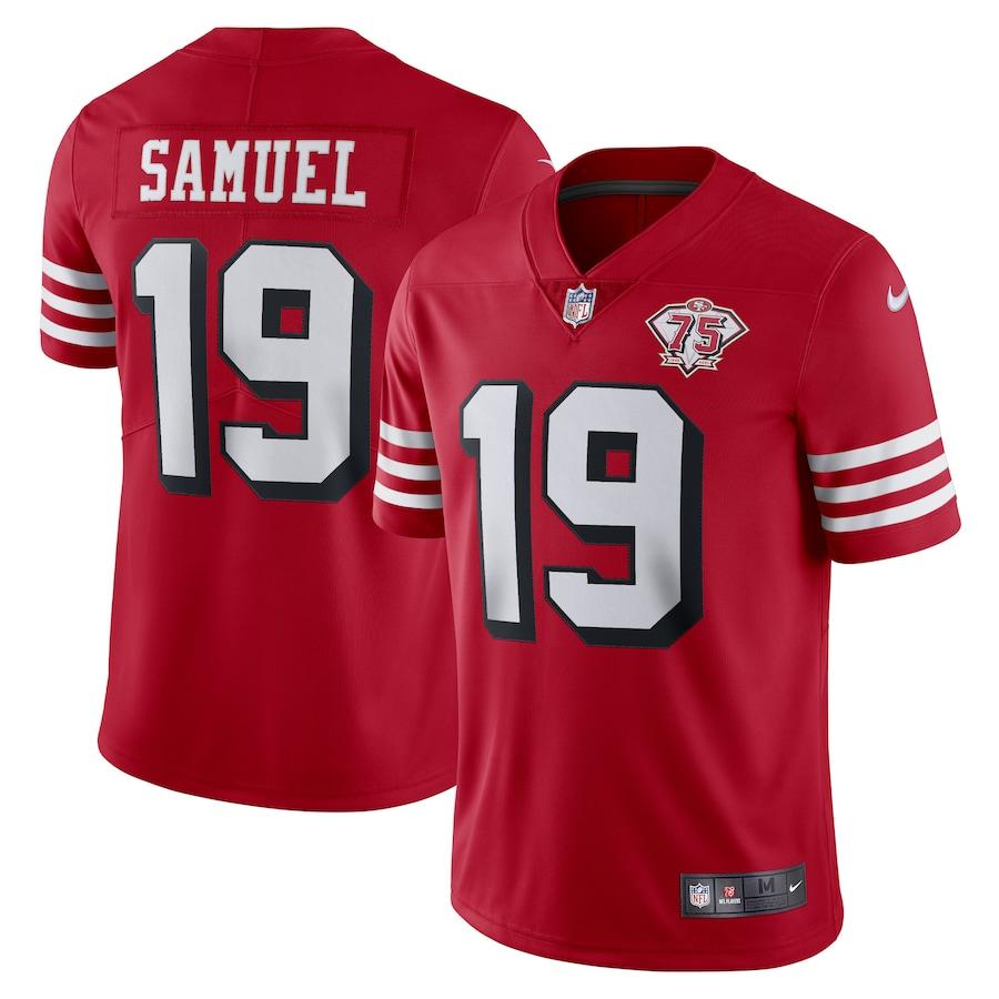 Nike 49ers #19 Deebo Samuel Red Rush 75th Anniversary Stitched NFL Vapor Untouchable Limited Jersey