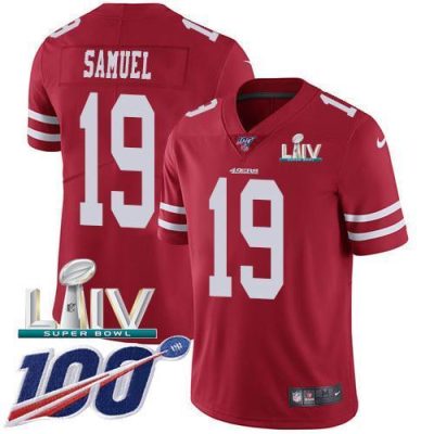 Nike 49ers #19 Deebo Samuel Red Super Bowl LIV 2020 Team Color Stitched NFL 100th Season Vapor Limited Jersey