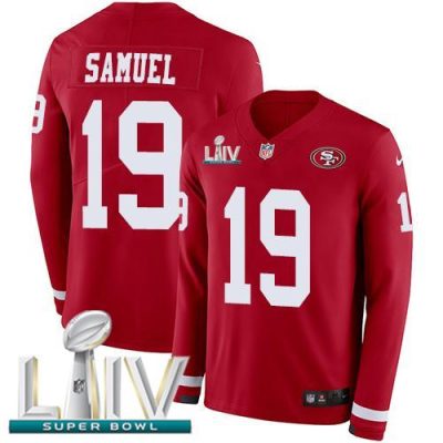Nike 49ers #19 Deebo Samuel Red Super Bowl LIV 2020 Team Color Stitched NFL Limited Therma Long Sleeve Jersey