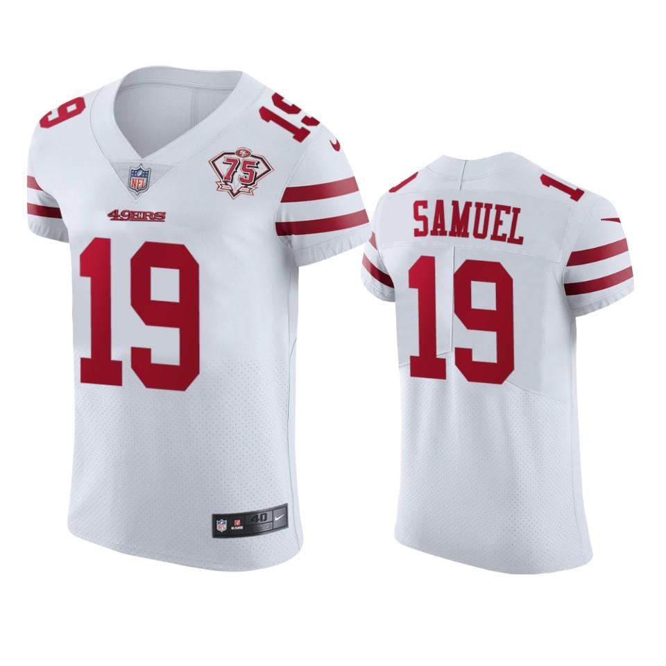 Nike 49ers #19 Deebo Samuel White 75th Anniversary Stitched NFL Vapor Untouchable Elite Jersey