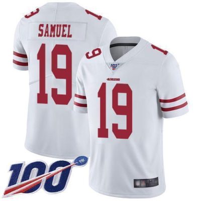 Nike 49ers #19 Deebo Samuel White Stitched NFL 100th Season Vapor Limited Jersey