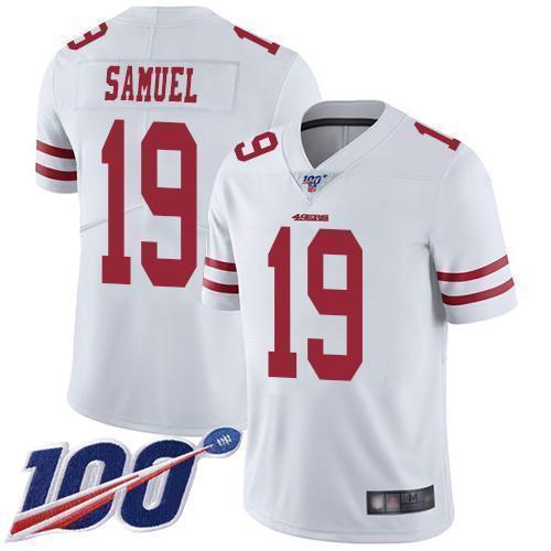 Nike 49ers #19 Deebo Samuel White Stitched NFL 100th Season Vapor Limited Jersey
