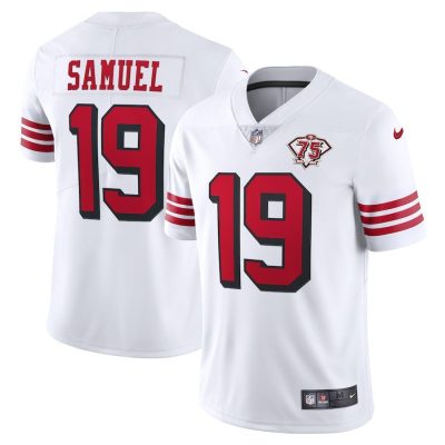 Nike 49ers #19 Deebo Samuel White Rush 75th Anniversary Stitched NFL Vapor Untouchable Limited Jersey