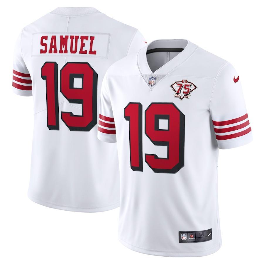 Nike 49ers #19 Deebo Samuel White Rush 75th Anniversary Stitched NFL Vapor Untouchable Limited Jersey