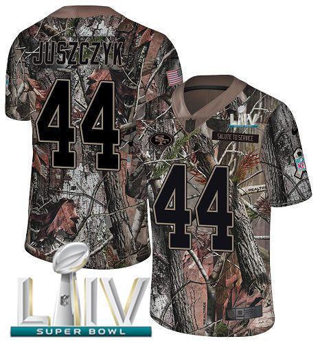 Nike 49ers #44 Kyle Juszczyk Camo Super Bowl LIV 2020 Stitched NFL Limited Rush Realtree Jersey