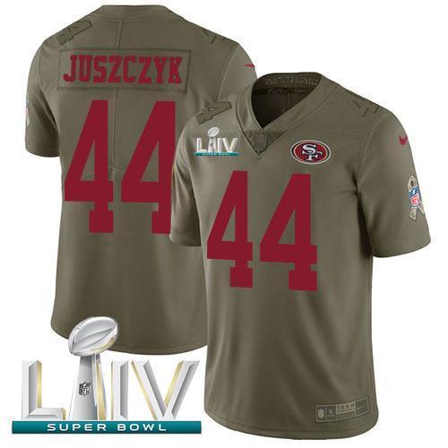 Nike 49ers #44 Kyle Juszczyk Olive Super Bowl LIV 2020 Stitched NFL Limited 2017 Salute To Service Jersey