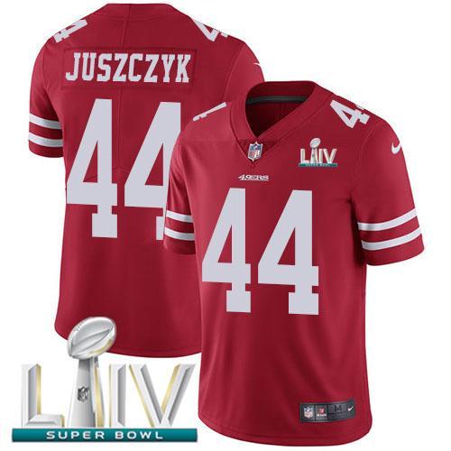 Nike 49ers #44 Kyle Juszczyk Red Super Bowl LIV 2020 Team Color Stitched NFL Vapor Untouchable Limited Jersey