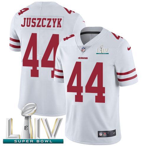 Nike 49ers #44 Kyle Juszczyk White Super Bowl LIV 2020 Stitched NFL Vapor Untouchable Limited Jersey