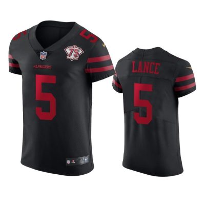 Nike 49ers #5 Trey Lance Black Alternate 75th Anniversary Stitched NFL Vapor Untouchable Elite Jersey