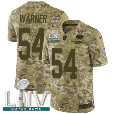 Nike 49ers #54 Fred Warner Camo Super Bowl LIV 2020 Stitched NFL Limited 2018 Salute To Service Jersey