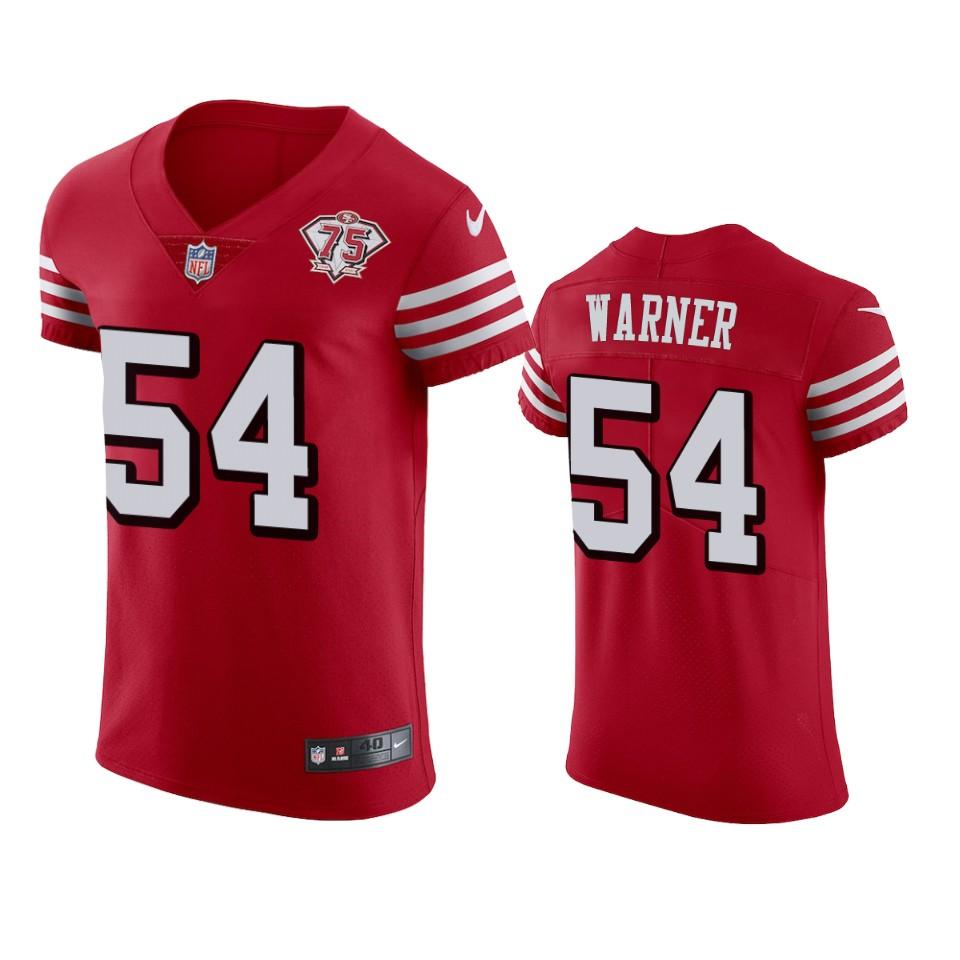 Nike 49ers #54 Fred Warner Red Rush 75th Anniversary Stitched NFL Vapor Untouchable Elite Jersey