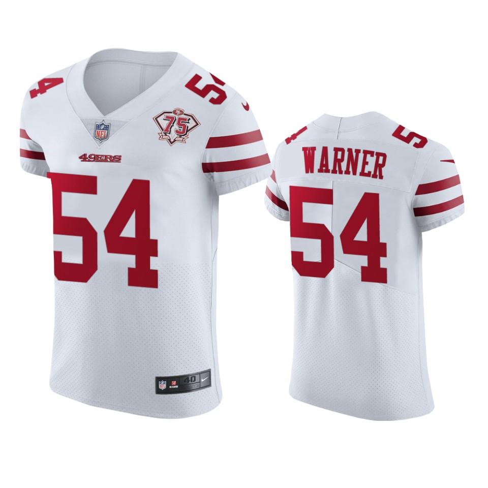 Nike 49ers #54 Fred Warner White 75th Anniversary Stitched NFL Vapor Untouchable Elite Jersey