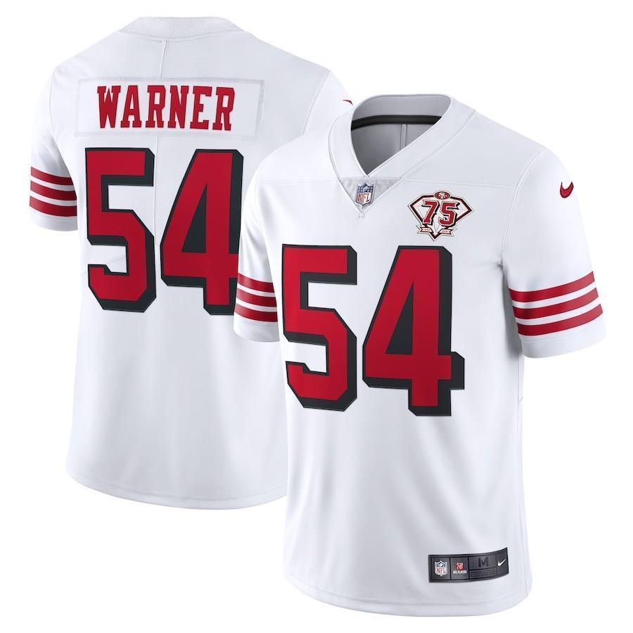 Nike 49ers #54 Fred Warner White Rush 75th Anniversary Stitched NFL Vapor Untouchable Limited Jersey