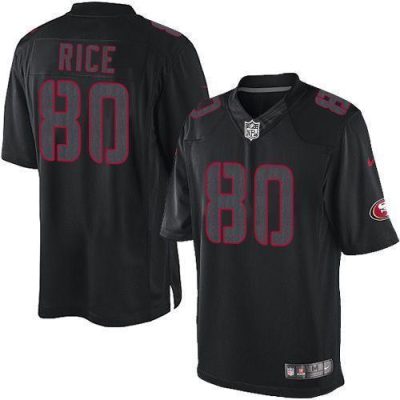 Nike 49ers #80 Jerry Rice Black Stitched NFL Impact Limited Jersey