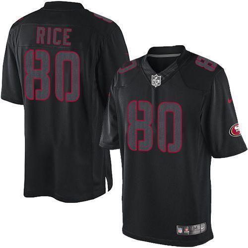 Nike 49ers #80 Jerry Rice Black Stitched NFL Impact Limited Jersey