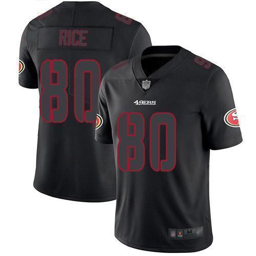 Nike 49ers #80 Jerry Rice Black Stitched NFL Limited Rush Impact Jersey