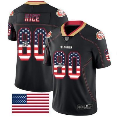 Nike 49ers #80 Jerry Rice Black Stitched NFL Limited Rush USA Flag Jersey