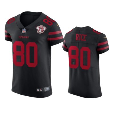 Nike 49ers #80 Jerry Rice Black Alternate 75th Anniversary Stitched NFL Vapor Untouchable Elite Jersey