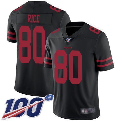 Nike 49ers #80 Jerry Rice Black Alternate Stitched NFL 100th Season Vapor Limited Jersey
