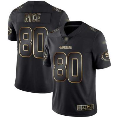 Nike 49ers #80 Jerry Rice Black/Gold Stitched NFL Vapor Untouchable Limited Jersey
